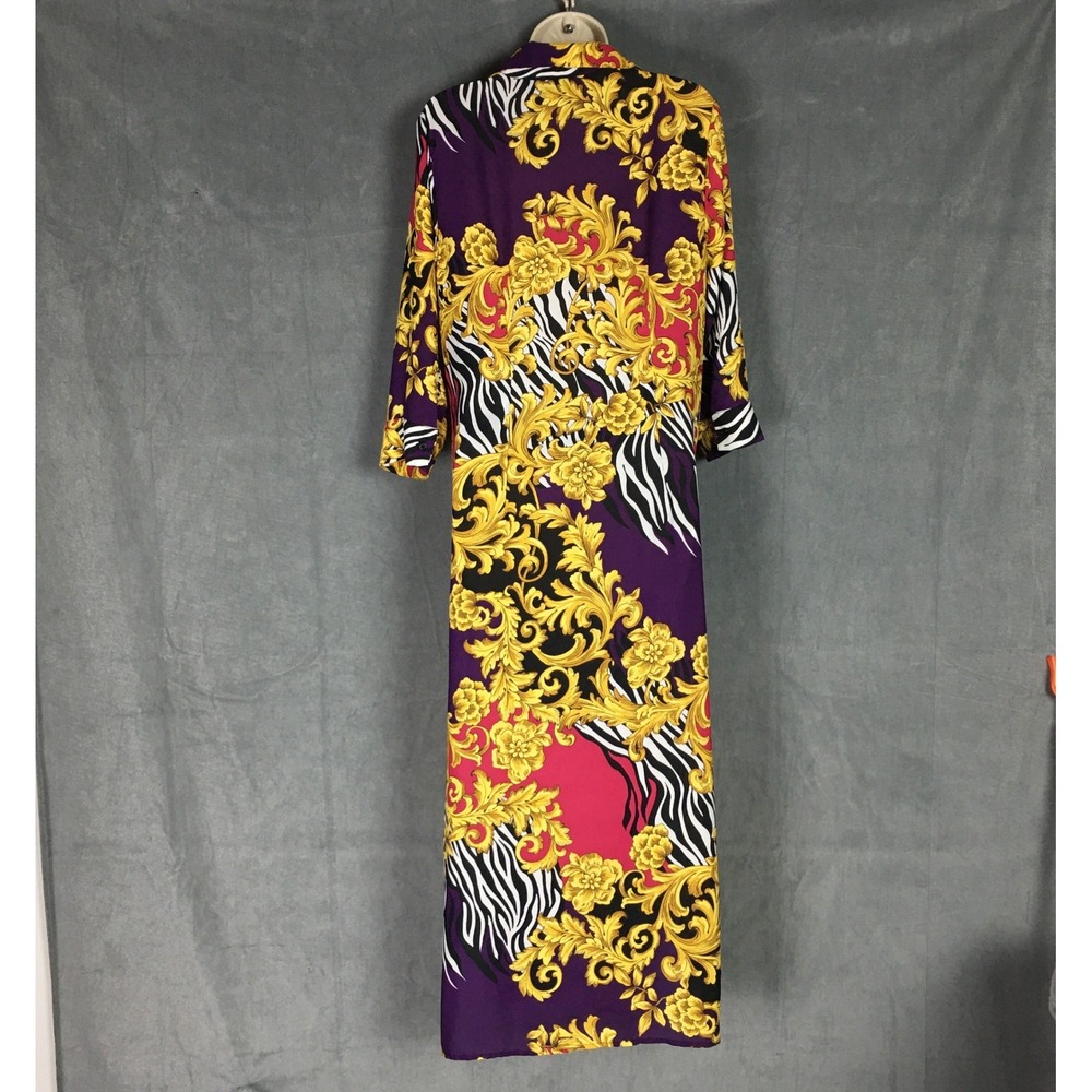 7th Ave New York & Company Maxi Dress Purple M Baroque Slip Twist Maximalist - Picture 3 of 16